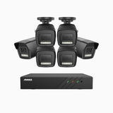H500P - 3K 8 Channel 6 Cameras PoE Security System, Color & IR Night Vision, 3072*1728 Resolution, f/1.6 Aperture (0.005 Lux), Human & Vehicle Detection, Built-in Microphone,IP67