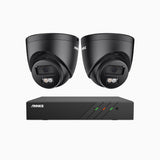 H500P - 3K 8 Channel 2 Cameras PoE Security System, Color & IR Night Vision, 3072*1728 Resolution, f/1.6 Aperture (0.005 Lux), Human & Vehicle Detection, Built-in Microphone,IP67