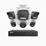 H500P - 3K 8 Channel PoE Security System with 3 Bullet & 3 Turret Cameras, Color & IR Night Vision, 3072*1728 Resolution, f/1.6 Aperture (0.005 Lux), Human & Vehicle Detection, Built-in Microphone,IP67