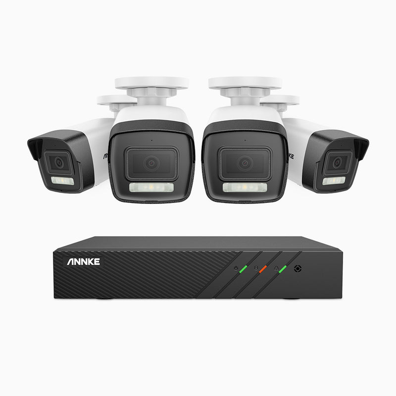 AH500 - 3K 8 Channel 4 Cameras PoE Security System, Color & IR Night Vision, 3072*1728 Resolution, f/1.6 Aperture (0.005 Lux), Human & Vehicle Detection, Built-in Microphone,IP67