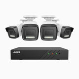 H500P - 3K 8 Channel 4 Cameras PoE Security System, Color & IR Night Vision, 3072*1728 Resolution, f/1.6 Aperture (0.005 Lux), Human & Vehicle Detection, Built-in Microphone,IP67