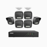 H500P - 3K 8 Channel 6 Cameras PoE Security System, Color & IR Night Vision, 3072*1728 Resolution, f/1.6 Aperture (0.005 Lux), Human & Vehicle Detection, Built-in Microphone,IP67
