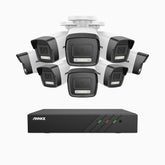 H500P - 3K 8 Channel 8 Cameras PoE Security System, Color & IR Night Vision, 3072*1728 Resolution, f/1.6 Aperture (0.005 Lux), Human & Vehicle Detection, Built-in Microphone,IP67