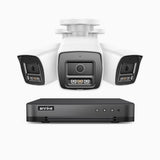 H800 - 4K 8 Channel 3 Cameras PoE Security System, Human & Vehicle Detection, Built-in Mic & SD Card Slot, Color & IR Night Vision, RTSP Supported