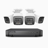H800 - 4K 8 Channel 4 Cameras PoE Security System, Human & Vehicle Detection, Built-in Micphone, Color & IR Night Vision, RTSP Supported