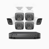 H800 - 4K 8 Channel 6 Cameras PoE Security System, Human & Vehicle Detection, Built-in Micphone, Color & IR Night Vision, RTSP Supported