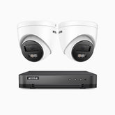 H800 - 4K 8 Channel 2 Cameras PoE Security System, Human & Vehicle Detection, Color & IR Night Vision, Built-in Mic, RTSP Supported
