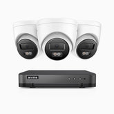 H800 - 4K 8 Channel 3 Cameras PoE Security System, Human & Vehicle Detection, Built-in Mic & SD Card Slot, Color & IR Night Vision, RTSP Supported