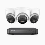 H800 - 4K 8 Channel 3 Cameras PoE Security System, Human & Vehicle Detection, Built-in Mic & SD Card Slot, Color & IR Night Vision, RTSP Supported