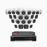 H800 - 4K 32 Channel PoE Security System with 10 Bullet & 14 Turret Cameras, Human & Vehicle Detection, Color & IR Night Vision, Built-in Mic, RTSP Supported, 16-Port PoE Switch Included