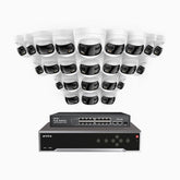 FDH800, 4K 32CH PoE Security System with 24 Seamless 180° Dual-Lens Cameras, 77° Vertical FOV for Superior Panoramic Coverage, Smart Color Night Vision & Active Deterrence
