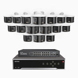 FDH800, 4K 32CH PoE Security System with 16 Seamless 180° Dual-Lens Cameras, 77° Vertical FOV for Superior Panoramic Coverage, Smart Color Night Vision & Active Deterrence