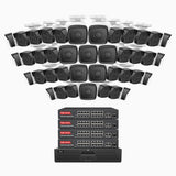 H500 - 3K 64 Channel 40 Cameras PoE Security System, EXIR 2.0 Night Vision, Built-in Mic & SD Card Slot, Works with Alexa, 16-Port PoE Switch Included ,IP67 Waterproof, RTSP Supported