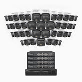 H500 - 3K Super HD 64 Channel 40 Cameras PoE Security System, Color & IR Night Vision, 3072 × 1728 @ 20fps, Smart Human & Vehicle Detection, Built-in Microphone, IP67