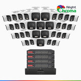 NightChroma<sup>TM</sup> NCK800 – 4K 64 Channel 40 Cameras PoE Security System, f/1.0 Super Aperture, Color Night Vision, 2CH 4K Decoding Capability, Human & Vehicle Detection, Intelligent Behavior Analysis, Built-in Mic, 124° FoV, All-Metal Housing