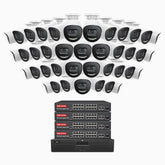 H800X - 4K 64 Channel 40 Cameras PoE Security System, 1/1.8'' BSI Sensor, f/1.6 Aperture (0.003 Lux), Siren & Strobe Alarm,Two-Way Audio, Human & Vehicle Detection,  Perimeter Protection, Works with Alexa, All-Metal Housing