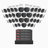 H800X - 4K 64 Channel 40 Cameras PoE Security System, 1/1.8'' BSI Sensor, f/1.6 Aperture (0.003 Lux), Siren & Strobe Alarm,Two-Way Audio, Human & Vehicle Detection,  Perimeter Protection, Works with Alexa, All-Metal Housing