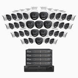 H800X - 4K 64 Channel 40 Cameras PoE Security System, 1/1.8'' BSI Sensor, f/1.6 Aperture (0.003 Lux), Siren & Strobe Alarm,Two-Way Audio, Human & Vehicle Detection, Perimeter Protection, All-Metal Housing