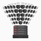 H800X - 4K 64 Channel 48 Cameras PoE Security System, 1/1.8'' BSI Sensor, f/1.6 Aperture (0.003 Lux), Siren & Strobe Alarm,Two-Way Audio, Human & Vehicle Detection,  Perimeter Protection, Works with Alexa, All-Metal Housing