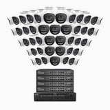H800X - 4K 64 Channel 48 Cameras PoE Security System, 1/1.8'' BSI Sensor, f/1.6 Aperture (0.003 Lux), Siren & Strobe Alarm,Two-Way Audio, Human & Vehicle Detection, Perimeter Protection, All-Metal Housing