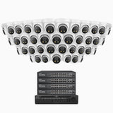 H800X - 4K 64 Channel 40 Cameras PoE Security System, 1/1.8'' BSI Sensor, f/1.6 Aperture (0.003 Lux), Siren & Strobe Alarm,Two-Way Audio, Human & Vehicle Detection, Perimeter Protection, All-Metal Housing