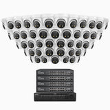 H800X - 4K 64 Channel 48 Cameras PoE Security System, 1/1.8'' BSI Sensor, f/1.6 Aperture (0.003 Lux), Siren & Strobe Alarm,Two-Way Audio, Human & Vehicle Detection, Perimeter Protection, All-Metal Housing