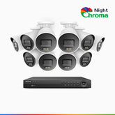 NightChroma<sup>TM</sup> NCK800 – 4K 16 Channel 8 Cameras PoE Security System, Acme Color Night Vision, 3840 × 2160 @ 30fps, Human & Vehicle Detection, Siren & Strobe Alarm, Two-Way Audio, All-Metal Housing