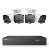 4K 8-Channel POE CCTV Camera Security System, 4K NVR w/4 5MP IP Cameras, Color Night Vision, Customized Motion Area, Comprehensive Smart Detection, Two-Way Audio Intercom, IP67 Weatherproof