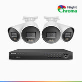 NightChroma<sup>TM</sup> NCK800 – 4K 8 Channel 4 Cameras PoE Security System, f/1.0 Super Aperture, Color Night Vision, 2CH 4K Decoding Capability, Human & Vehicle Detection, Intelligent Behavior Analysis, Built-in Mic, 124° FoV, All-Metal Housing