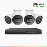 NightChroma<sup>TM</sup> NCK800 – 4K 8 Channel 4 Cameras PoE Security System, f/1.0 Super Aperture, Color Night Vision, 2CH 4K Decoding Capability, Human & Vehicle Detection, Intelligent Behavior Analysis, Built-in Mic, 124° FoV, All-Metal Housing
