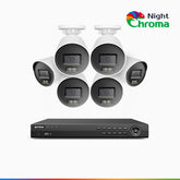 NightChroma<sup>TM</sup> NCK800 – 4K 8 Channel 6 Cameras PoE Security System, f/1.0 Super Aperture, Color Night Vision, 2CH 4K Decoding Capability, Human & Vehicle Detection, Intelligent Behavior Analysis, Built-in Mic, 124° FoV, All-Metal Housing