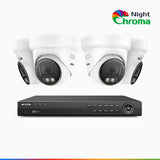 NightChroma<sup>TM</sup> NCK800 – 4K 8 Channel 4 Cameras PoE Security System, f/1.0 Super Aperture, Color Night Vision, 2CH 4K Decoding Capability, Human & Vehicle Detection, Intelligent Behavior Analysis, Built-in Mic, 124° FoV, All-Metal Housing