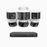 FDH800 - 8 Channel PoE Security System with 3 Bullet & 3 Turret 8MP UHD Dual Lens Cameras, 180° Panoramic View, Smart Dual Light Night Vision, Two-Way Audio, Active Siren & Alarm, Human & Vehicle Detection, IP67