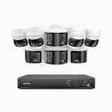 FDH600 - 8 Channel PoE Security System with 4 Bullet & 4 Turret Dual Lens Cameras, 6MP Resolution, 180° Panoramic View, Smart Dual Light Night Vision, Two-Way Audio, Active Siren & Alarm, Human & Vehicle Detection, IP67