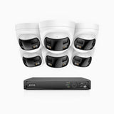 FDH800 - 8 Channel PoE Security System with 6 X 8MP UHD Dual Lens Cameras, 180° Panoramic View, Smart Dual Light Night Vision, Two-Way Audio, Active Siren & Alarm, Human & Vehicle Detection, IP67