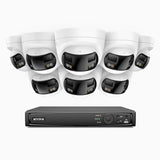 FDH600 - 8 Channel PoE Security System with 8 Dual Lens Cameras, 6MP Resolution, 180° Panoramic View, Smart Dual Light Night Vision, Two-Way Audio, Active Siren & Alarm, Human & Vehicle Detection, IP67