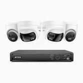 ANNKE 4K 8MP 8 Channel 4 Cameras PoE Security System, 2 X 180° Dual-Lens Cameras + 2 X 4K IP Cameras, Human & Vehicle Detection, Color Night Vision