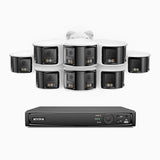 FDH800 - 8 Channel PoE Security System with 8 X 8MP UHD Dual Lens Cameras, 180° Panoramic View, Smart Dual Light Night Vision, Two-Way Audio, Active Siren & Alarm, Human & Vehicle Detection, IP67