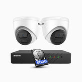 ANNKE H300 2K 3MP 8 Channel PoE Security System with 2 Cameras + 500 GB HDD, EXIR 2.0 Night Vision, Motion Detection, H.265+, IP67 Waterproof