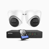 ANNKE H300 2K 3MP 8 Channel PoE Security System with 2 Cameras + 500 GB HDD, EXIR 2.0 Night Vision, Motion Detection, H.265+, IP67 Waterproof