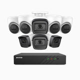 H300 - 2K 3MP 8 Channel PoE Security System with 4 Bullet & 4 Turret Cameras, EXIR 2.0 Night Vision, Motion Detection, H.265+, IP67 Waterproof