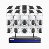 WBS400 - 4MP 16 Channel 10 Battery Cameras Outdoor Wireless NVR Security System, Dual-Band WiFi, 270° Pan & 90° Tilt, 9000mAh Battery & Solar Powered, Motion Detection, Two-Way Audio