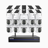 WBS400 - 4MP 16 Channel 10 Battery Cameras Outdoor Wireless NVR Security System, 2.4G & 5.8G Dual-Band WiFi, Motion Detection, Two-Way Audio, Battery & Solar Powered, 270° Pan & 90° Tilt, Cloud & Max. 256 GB Local Storage, Works with Alexa