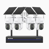 WBS400 - 4MP 8 Channel 4 Battery Cameras Outdoor Wireless NVR Security System, Dual-Band WiFi, 270° Pan & 90° Tilt, 9000mAh Battery & Solar Powered, Motion Detection, Two-Way Audio