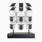 WBS400 - 4MP 8 Channel 6 Battery Cameras Outdoor Wireless NVR Security System, Dual-Band WiFi, 270° Pan & 90° Tilt, 9000mAh Battery & Solar Powered, Motion Detection, Two-Way Audio