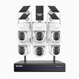 WBS400 - 4MP 8 Channel 6 Battery Cameras Outdoor Wireless NVR Security System, 2.4G & 5.8G Dual-Band WiFi, Motion Detection, Two-Way Audio, Battery & Solar Powered, 270° Pan & 90° Tilt, Cloud & Max. 256 GB Local Storage, Works with Alexa