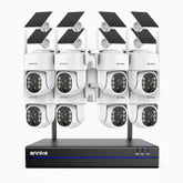 WBS400 - 4MP 8 Channel 8 Battery Cameras Outdoor Wireless NVR Security System, Dual-Band WiFi, 270° Pan & 90° Tilt, 9000mAh Battery & Solar Powered, Motion Detection, Two-Way Audio