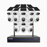 WBS400P - 4MP 8 Channel 8 Dual-Lens Cameras Outdoor Wireless NVR Security System, 100% Wire-Free, 9000mAh Battery & Solar Powered, 350° Pan & 90° Tilt, PIR Human Detection, Two-Way Audio