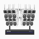 WCDS400 - 4MP 16 Channel 12 Dual-Lens WiFi Cameras Outdoor Wireless NVR Security System, 2.4G/5G Dual-Band WiFi, 350° Pan & 90° Tilt, Dual-Light Night Vision, Motion Detection, Two-Way Audio, Works with Alexa