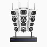 WCDS400 - 4MP 8 Channel 6 Dual-Lens WiFi Cameras Outdoor Wireless NVR Security System, 2.4G/5G Dual-Band WiFi, 350° Pan & 90° Tilt, Dual-Light Night Vision, Motion Detection, Two-Way Audio, Works with Alexa
